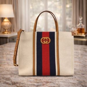 Gucci Interlocking GG Canvas
Tote Bag in Cream and Multicolor Women's Bag NEW